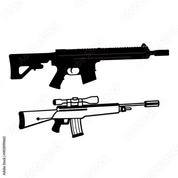 Obraz assault rifle vector illustration
