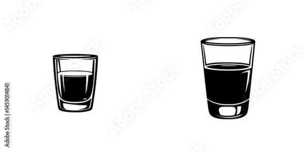 Fototapeta Illustration of two flat black drink icons representing different beverage sizes and types