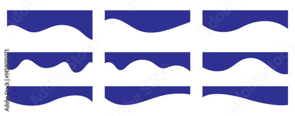 Fototapeta Border shape for website design. Abstract curve top headline. Vector banner header and separator. blue Dividers Shapes for Website. Curve Lines, Drops Set of abstract design separator header.