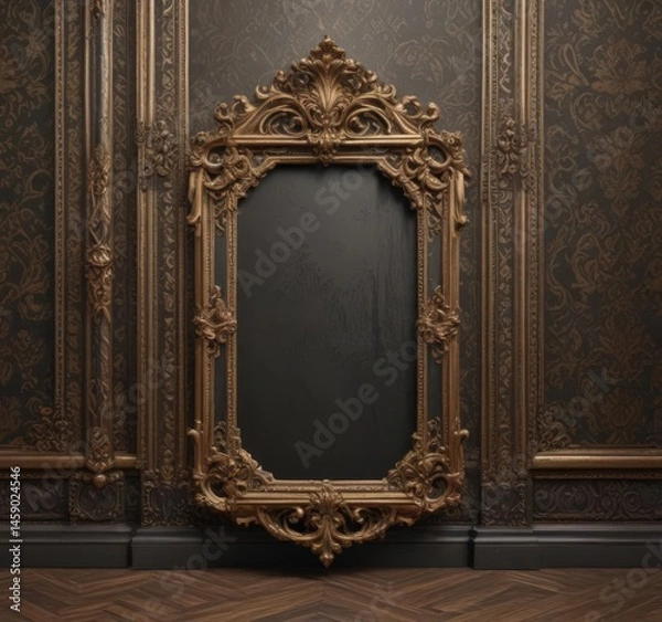 Fototapeta Ornate frames, damask backdrop, textured detail  , detail, elegant, frame