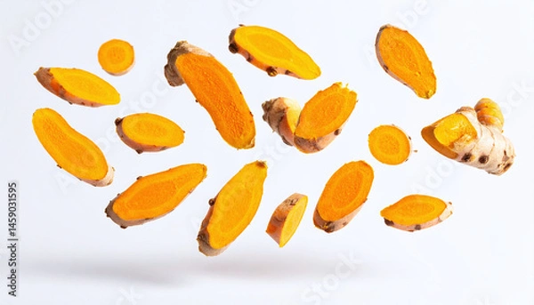 Obraz Turmeric Slices A Bright and Earthy Display of Natural Goodness