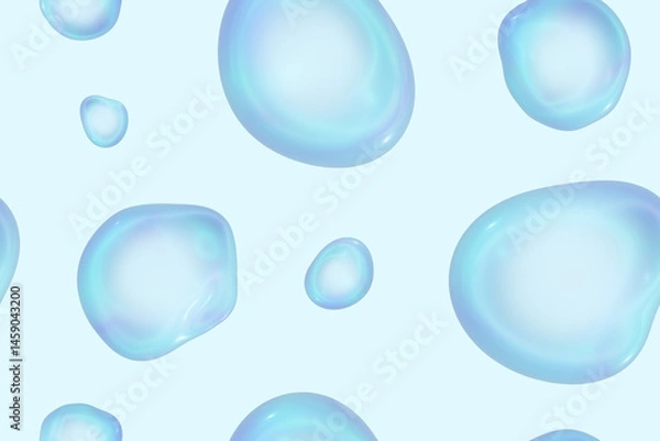 Fototapeta A collection of translucent blue bubbles scattered across a soft pastel background creates a soothing and visually appealing seamless pattern suitable for wallpapers or textiles