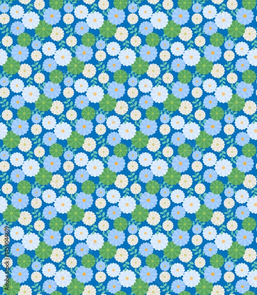 Obraz 花柄のシームレスパターン_青