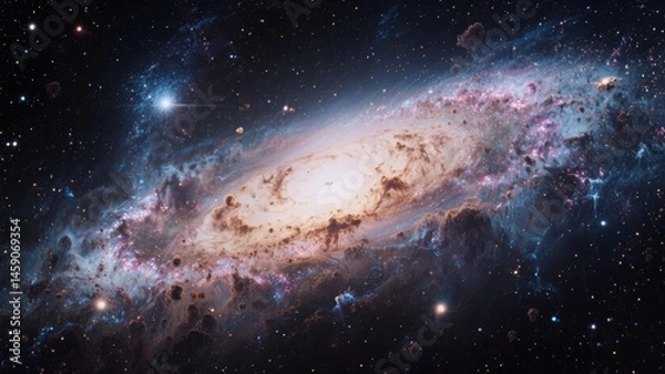 Fototapeta Spiral Galaxy with Star Fields in Deep Space