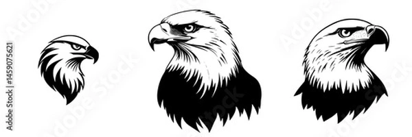 Fototapeta Simple black icon of eagle heads representing strength, power, and freedom in a minimalist design format