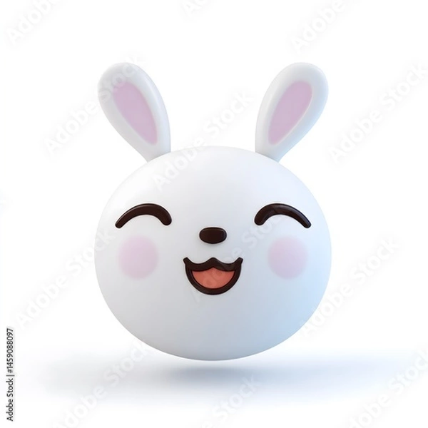 Fototapeta Round head of a hare. 3d icon on a white background.