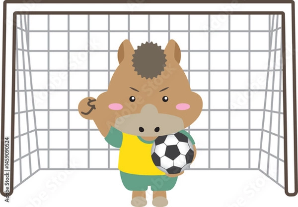 Fototapeta 【午年の守護神ストライカー】アクロバティックにボールを蹴るサッカー馬のイラスト｜干支・スポーツ・キャラクター素材