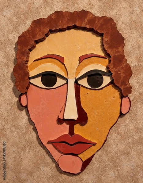 Fototapeta Face emerging from a cracked, sun-dried earth texture