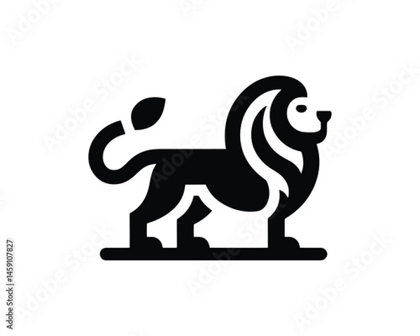 Fototapeta Lion icon in simple black and white flat modern style