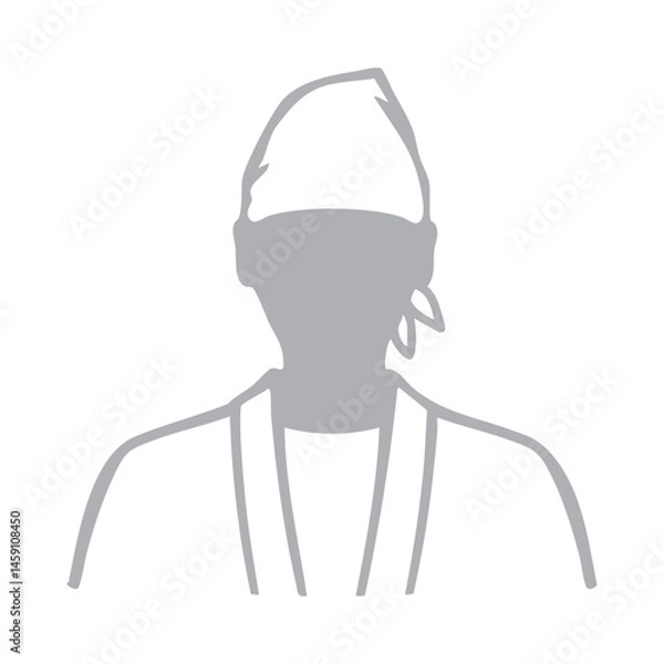 Fototapeta 飲食店店員、職人の男性シルエットイラスト　グレー