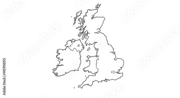 Fototapeta Outline Map of the British Isles - Vector Illustration