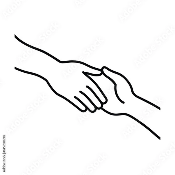 Fototapeta hand shake vector, minimalist one-line, line art illustration