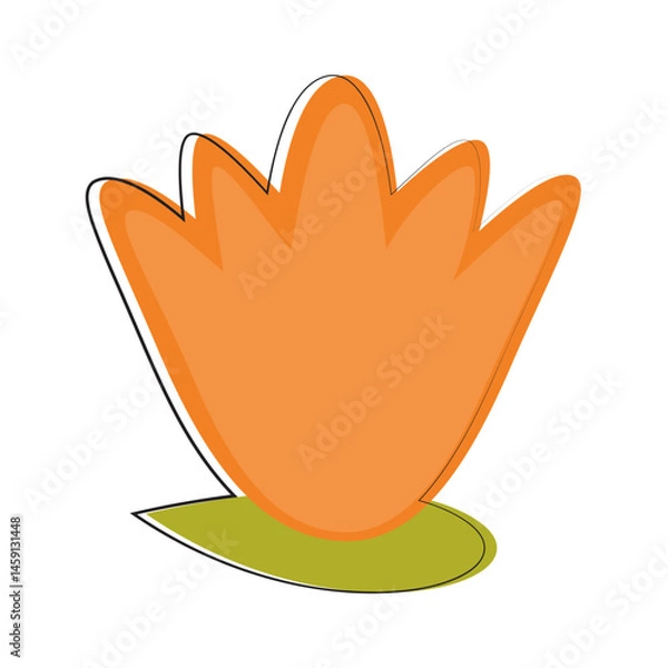 Fototapeta Abstract orange flower with layered petal outlines.