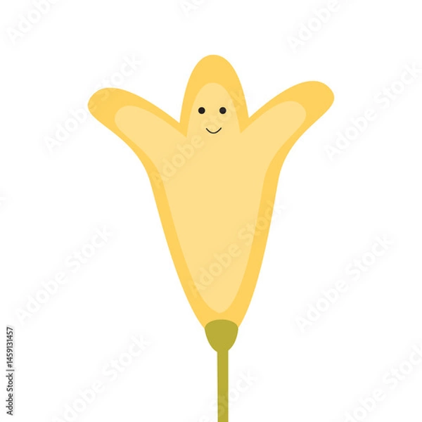 Fototapeta Minimal yellow flower with subtle smiling face.