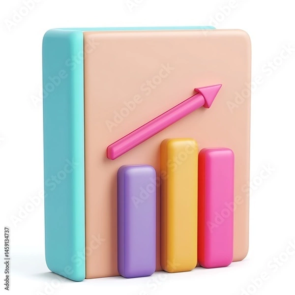 Fototapeta Colorful 3 d bar graph icon