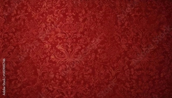 Fototapeta Intricate red damask wallpaper, opulent baroque design , red damask wallpaper, graphic