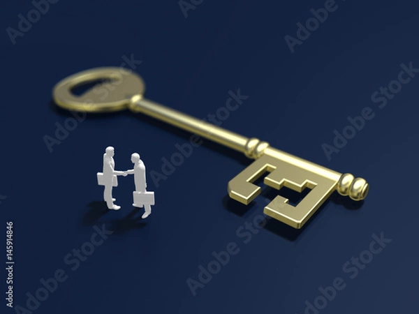 Fototapeta Business figure to shake hands next to the key