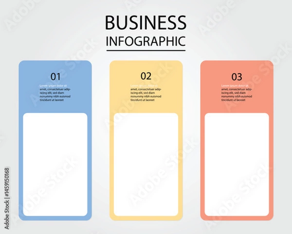 Fototapeta Business Infographic modern design template for banners and infographics for 3 rectangle timeline step 