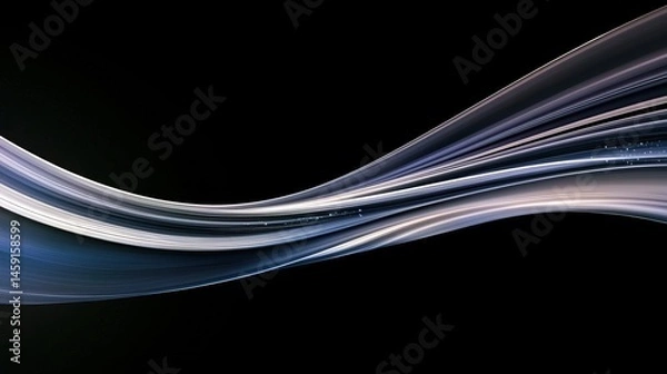 Fototapeta Abstract dynamic flowing ribbon design on a black background.