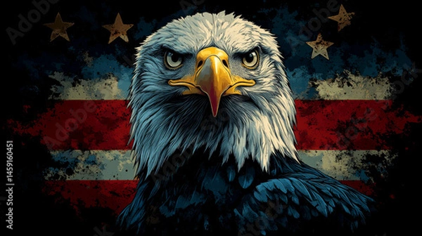 Fototapeta Eagle on Abstract Flag