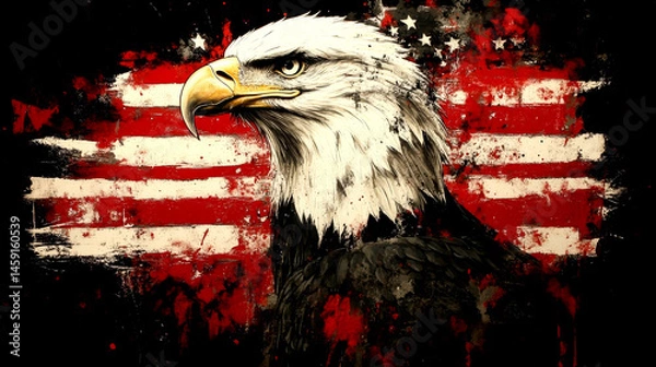 Fototapeta Eagle with Stars and Stripes.