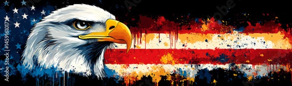 Fototapeta Grunge Style Eagle and Flag.