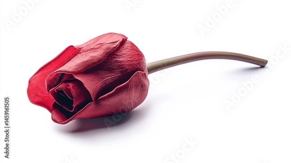 Fototapeta Close-up view of a single, crimson rosebud.