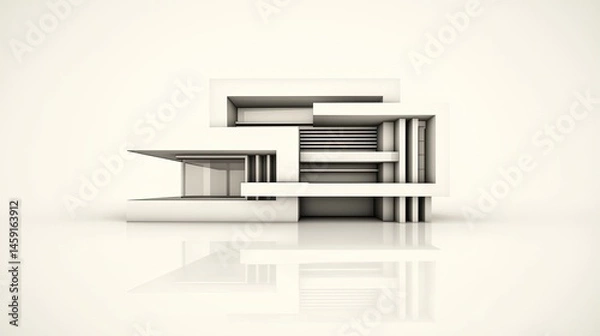 Fototapeta Modern, minimalist house design illustration.