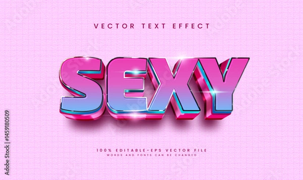 Fototapeta Pink and blue 3D text effect, fully editable vector file.  Change words and fonts easily.