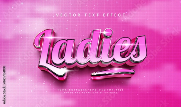 Fototapeta Pink glossy 3D text effect, editable vector file. Perfect for design projects.