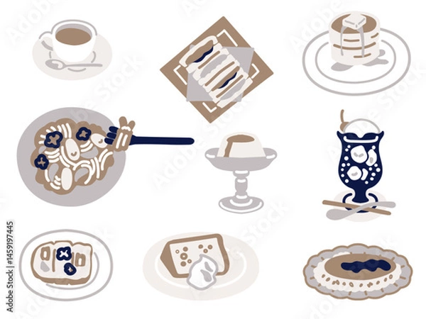 Obraz カフェメニューのイラストセット（カラー）