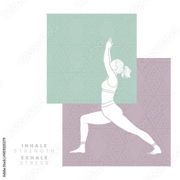 Obraz Creative Vector Art of a Woman doing Yoga with Indian Bandhani Pattern Background