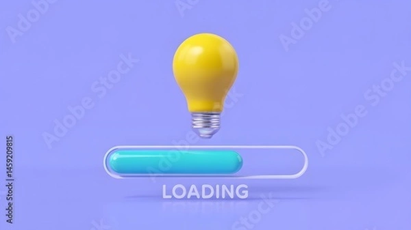 Obraz Loading animation of light bulb on progress bar digital art modern style creative environment aesthetic viewpoint