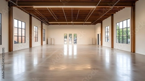 Fototapeta Spacious modern warehouse with high ceilings and ample storage potential