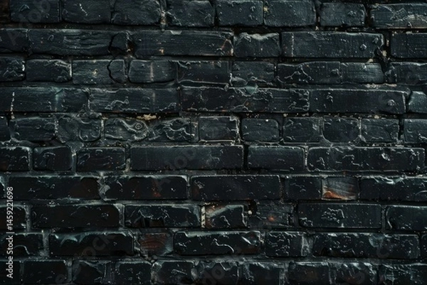Fototapeta Photo of Old ghetto black brick wall. Background texture for backdrops or mapping