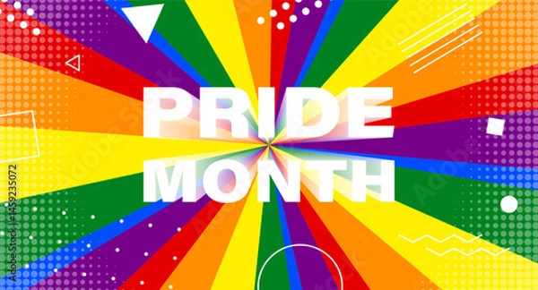 Fototapeta Bright colorful banner for LGBT pride month. Colorful LGBT rainbow flag. Vector illustration