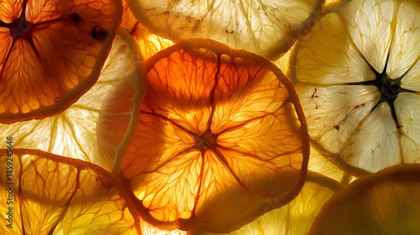 Fototapeta Top view of fresh orange slices full background, photorealistic detail, high resolution, top view,