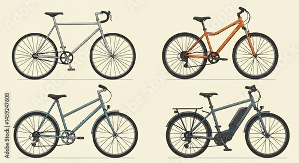 Obraz Four Bicycle Models: A Visual Guide to Cycling
