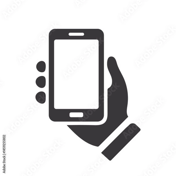 Obraz Mobile phone in hand flat vector icon