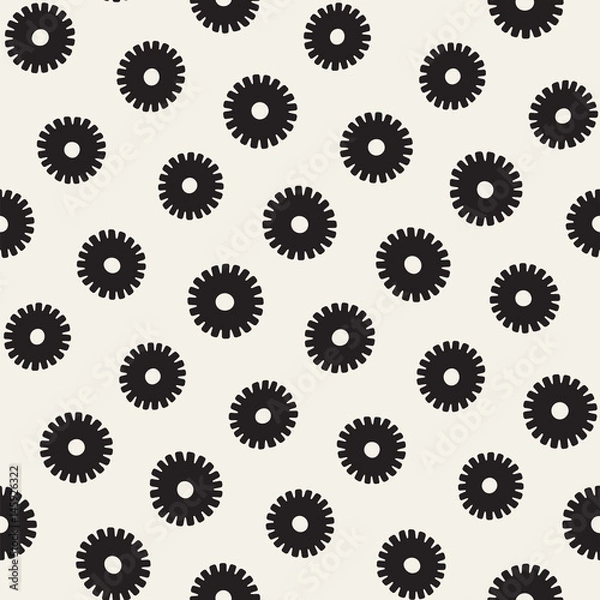 Fototapeta Vector seamless sunburst shapes freehand pattern. Abstract background with round brush strokes. Hand drawn texture
