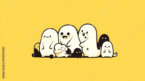 Obraz cute zombies, chibi doodle style