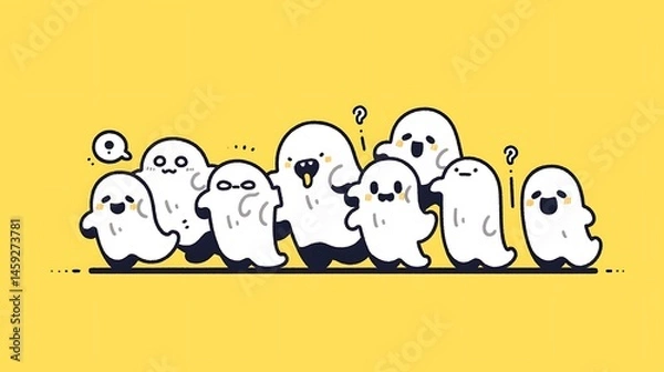 Obraz cute zombies, chibi doodle style