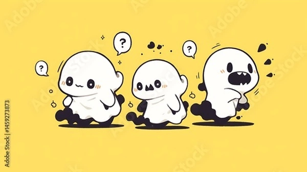 Obraz cute zombies, chibi doodle style