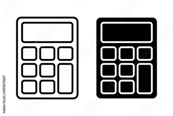 Fototapeta Vector isolated Calculator icon set in black outline and fill