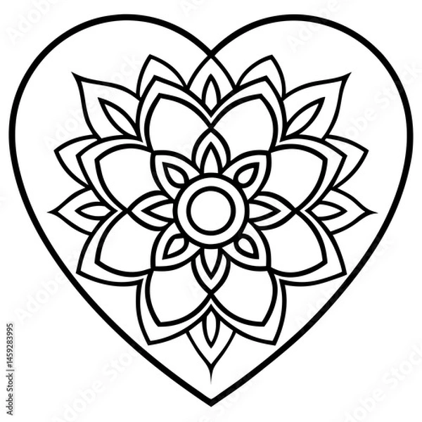 Obraz Zen-Style Mandala Heart Line Art
