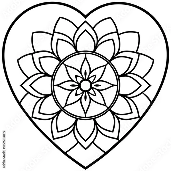 Obraz Zen-Style Mandala Heart Line Art