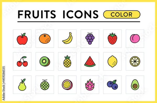 Fototapeta フルーツ　アイコン　ベクター
