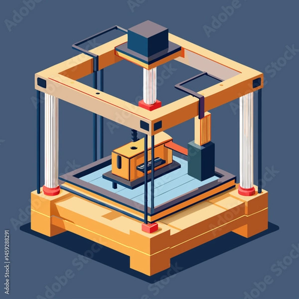 Fototapeta A 3D printer displayed on a clean white background, showcasing its modern design and technology.