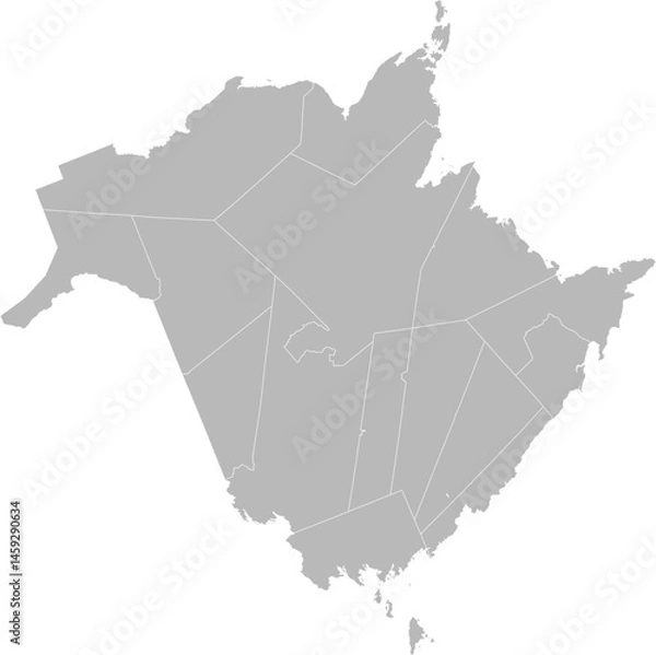 Fototapeta New Brunswick, Canada – administrative vector map with census division boundaries (PPT-compatible & fully editable)