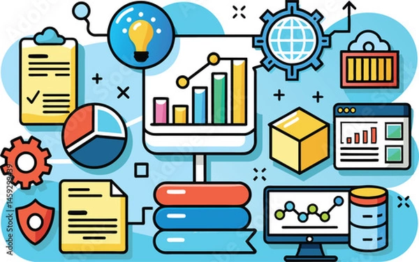Fototapeta Data analytics, flat illustration, vector illustration.